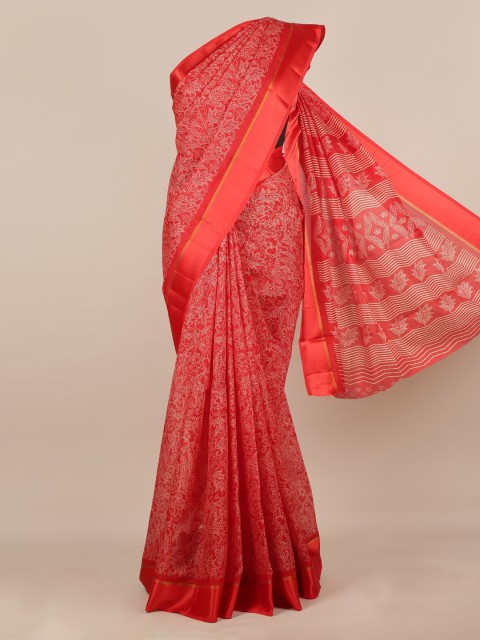

Pothys Red & Off-White Jute Silk Printed Saree