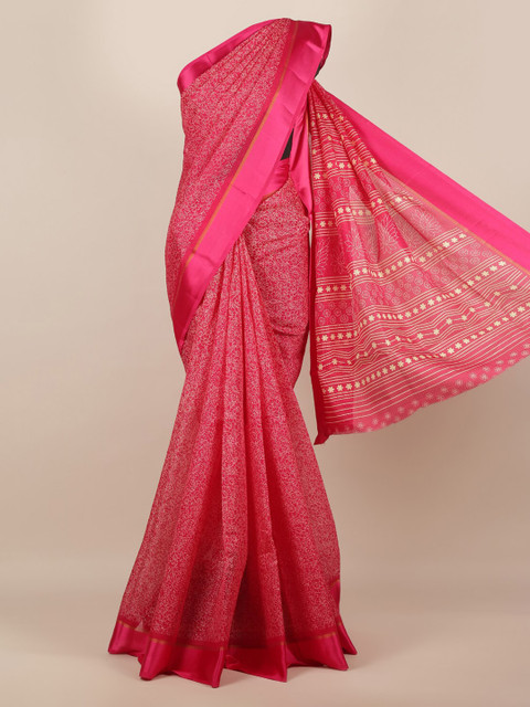 

Pothys Magenta Printed Jute Silk Saree