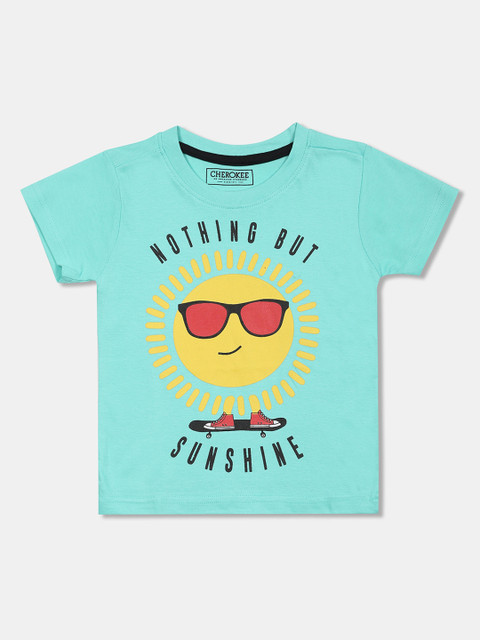 

Cherokee Boys Green Printed Round Neck T-shirt