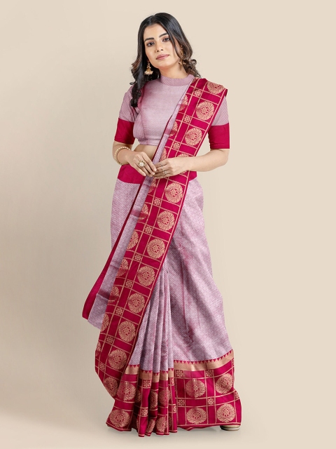 

KLM Fashion Mall Pink Tissue Woven Design Banarasi Saree