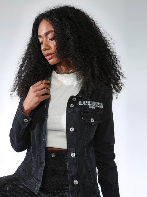 

Blue Saint Women Black Printed Lightweight Denim Jacket