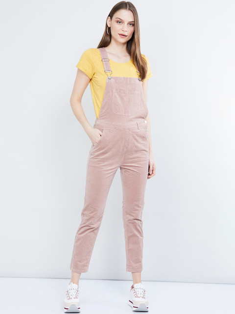 

max Women Pink Solid Slim-Fit Dungarees