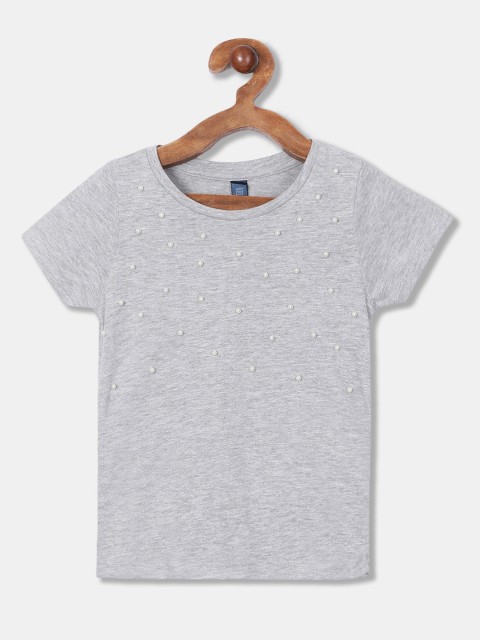 

Cherokee Girls Grey Solid Round Neck T-shirt