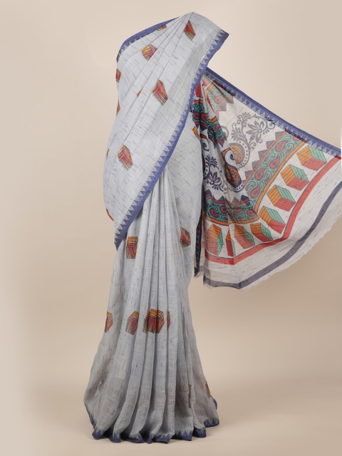 

Pothys Grey Printed Linen Blend Saree