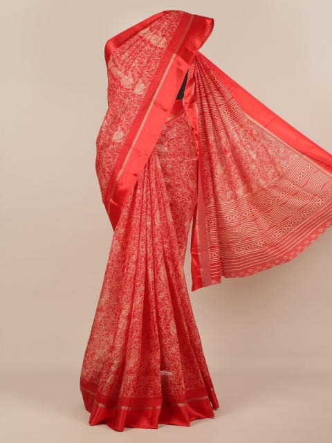 

Pothys Red Printed Jute Silk Saree