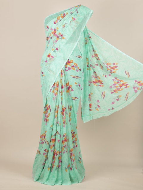 

Pothys Green Printed Poly Chiffon Saree
