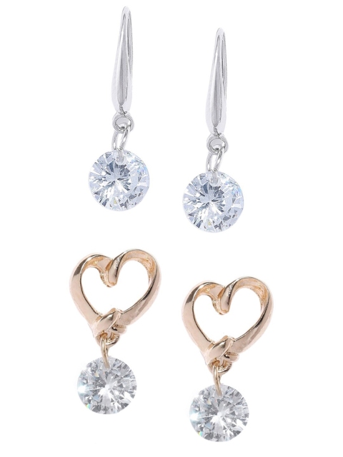 

OOMPH Set of 2 Gold-Plated & Silver-Plated Contemporary Drop Earrings