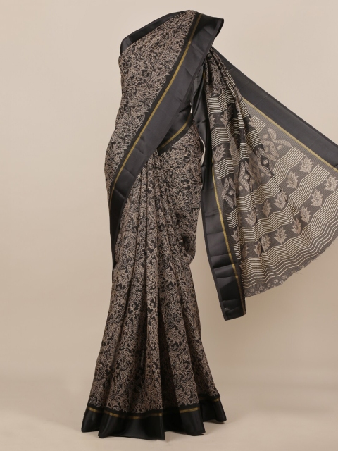 

Pothys Black Printed Jute Silk Saree