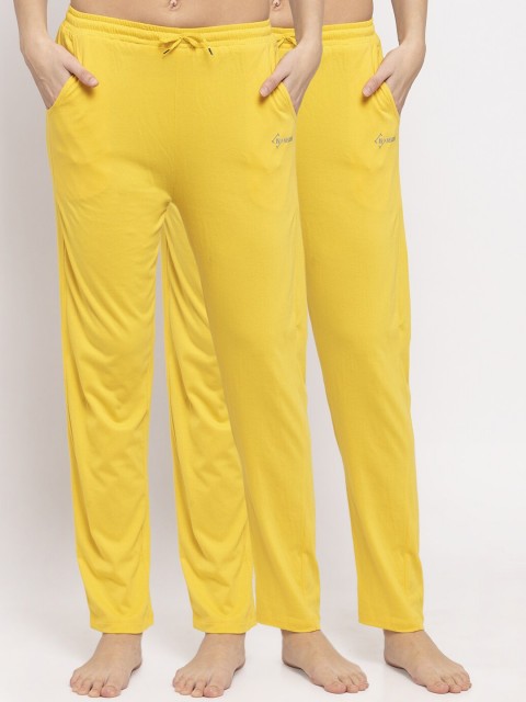 

NEUDIS Women Pack Of 2 Yellow Solid Lounge Pants