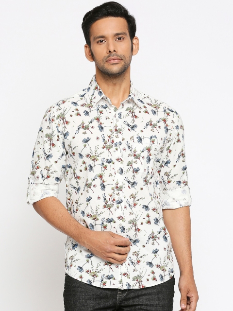 

Mufti Men Off-White Slim Fit Printed Casual Shirt