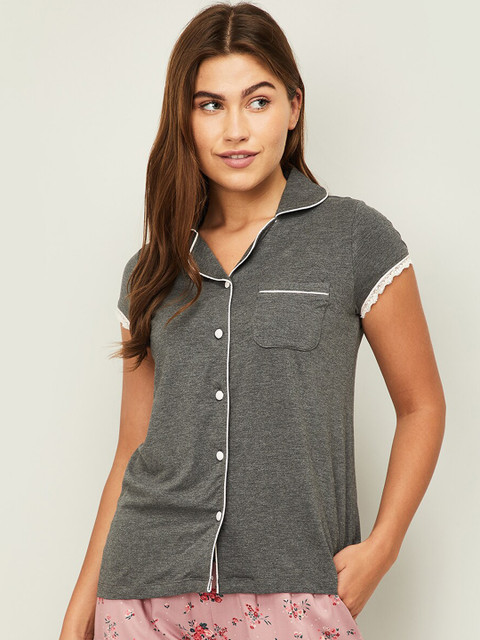 

Ginger by Lifestyle Women Charcoal Grey Solid Nightdress