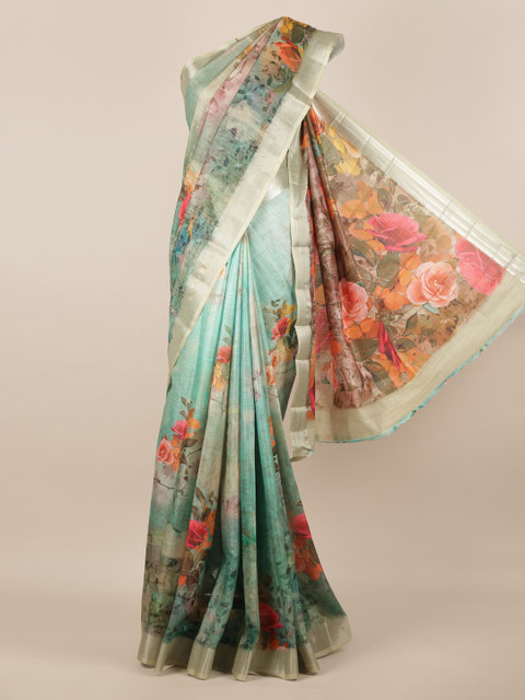 

Pothys Green Woven Design Linen Blend Saree