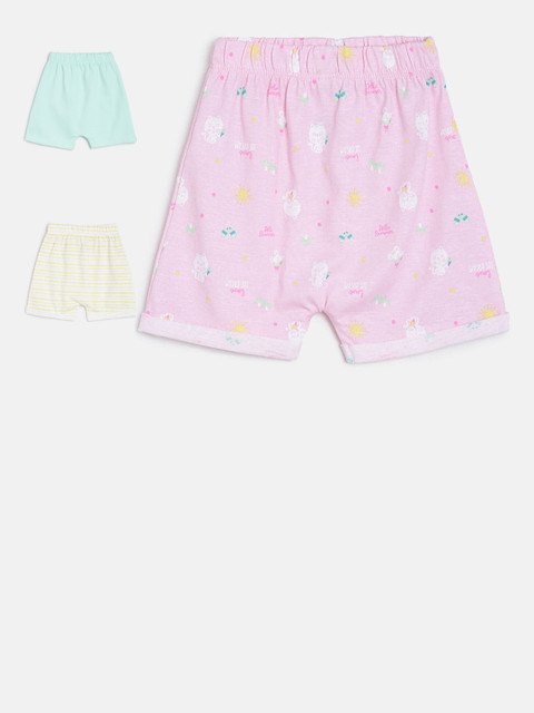 

MINI KLUB Girls Pack of 3 Printed Regular Fit Regular Shorts, Multi