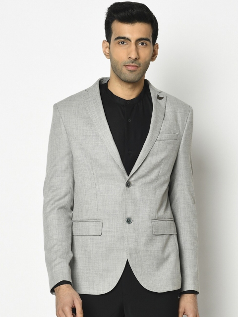 

Blackberrys Men Grey Solid Single-Breasted Casual Blazer