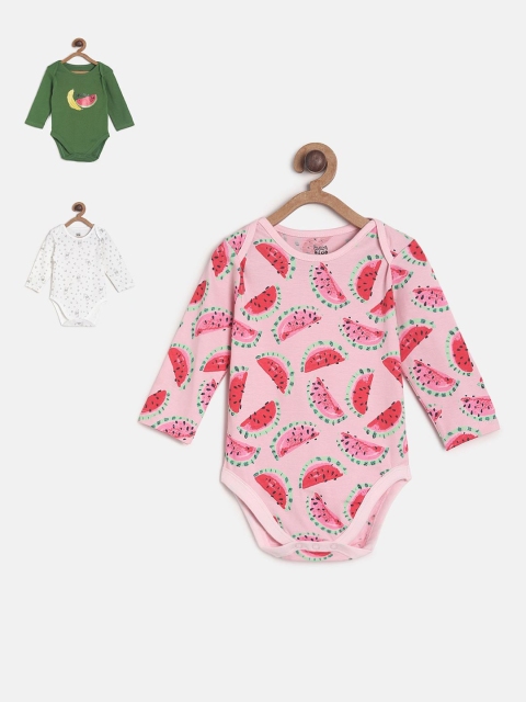 

MINI KLUB Infant Girls Pack Of 3 Printed Bodysuits, Pink
