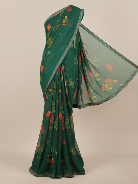 

Pothys Green Printed Poly Chiffon Saree