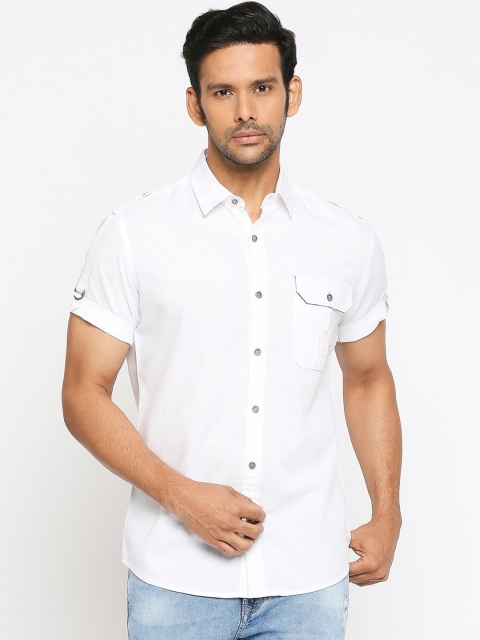

Mufti Men White Slim Fit Solid Casual Shirt