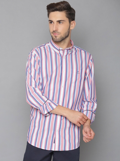 GANT Men Pink & Blue Regular Fit Striped Casual Shirt
