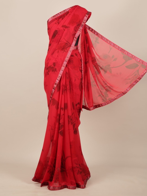 

Pothys Red Printed Poly Chiffon Saree