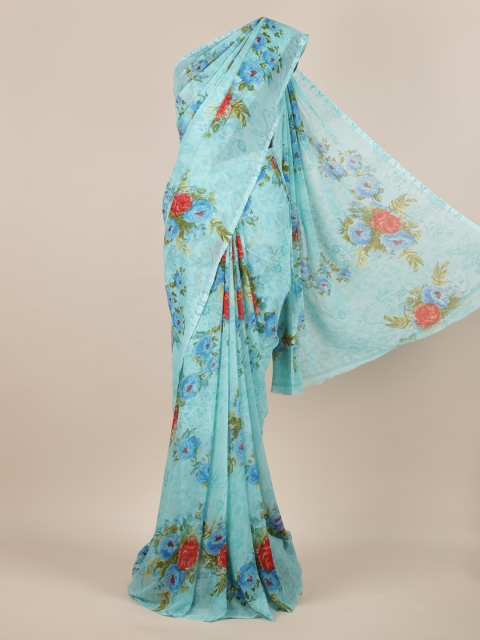 

Pothys Blue Printed Poly Chiffon Saree