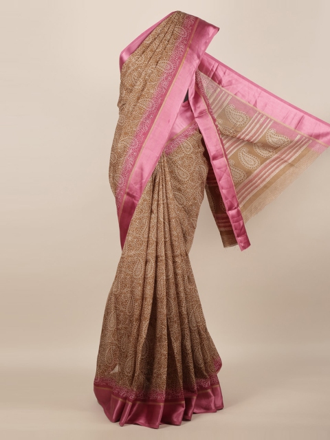 

Pothys Brown & White Jute Silk Printed Saree