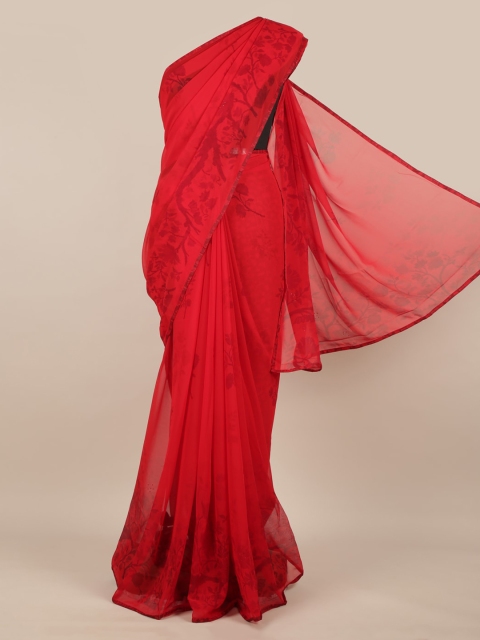 

Pothys Red Printed Poly Chiffon Saree