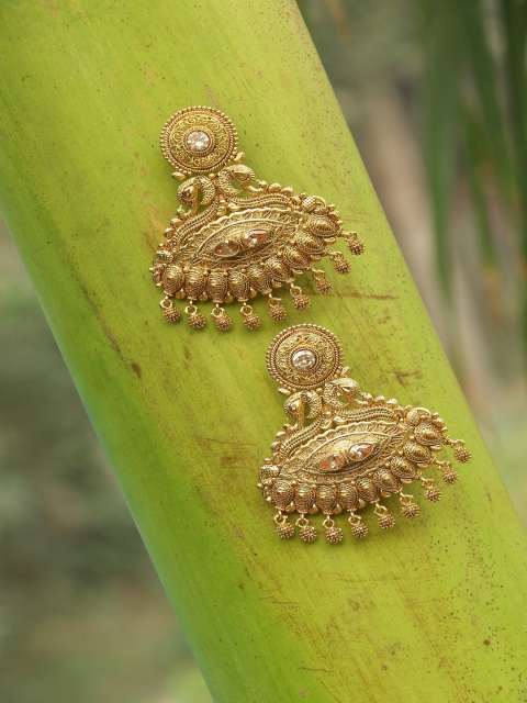 

Adwitiya Collection Gold-Toned Contemporary Chandbalis