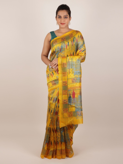 

Pothys Yellow Woven Design Jute Silk Saree