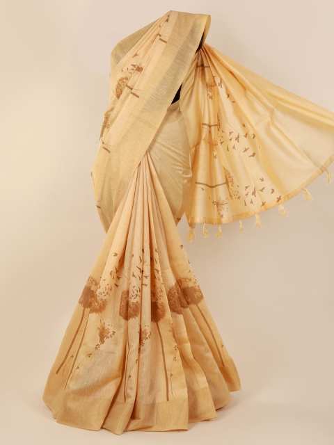 

Pothys Cream-Coloured Printed Cotton Blend Saree