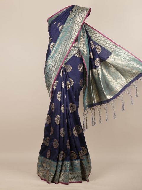

Pothys Navy Blue Woven Design Jute Silk Saree