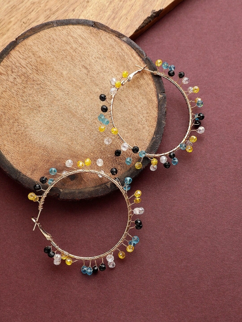

STREET 9 Gold-Plated Handcrafted Multicoloured Contemporary Hoop Earrings, Multi