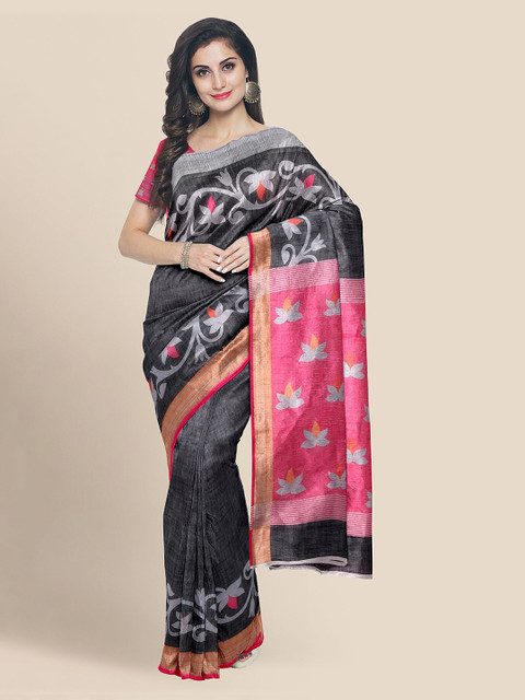 

KLM Fashion Mall Black Printed Banarasi Saree