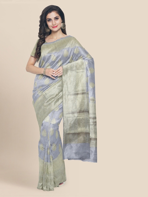 

KLM Fashion Mall Silver-Toned Tissue Woven Design Banarasi Saree