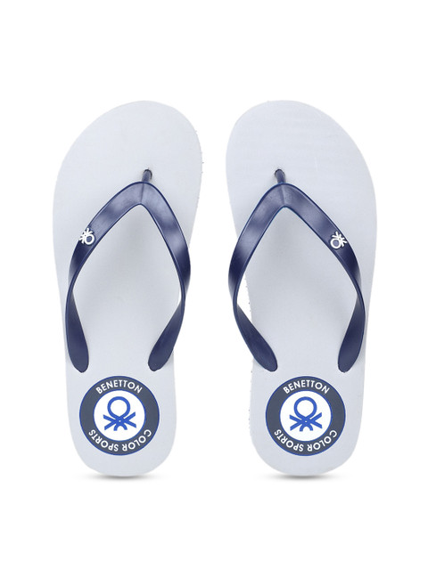 

United Colors of Benetton Men Grey & Navy Blue Thong Flip-Flops