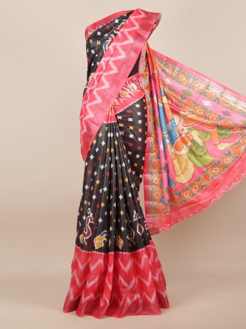 

Pothys Black Printed Linen Blend Saree