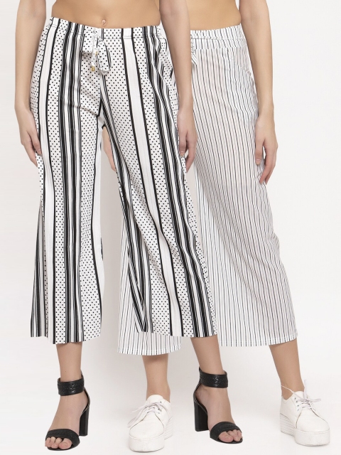 

KLOTTHE Women Multicoloured Pack of 2 Striped Straight Palazzos, Multi