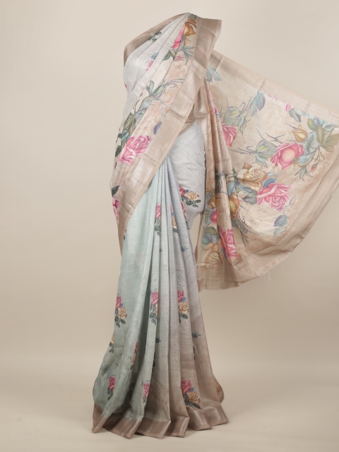 

Pothys Grey Printed Linen Blend Saree