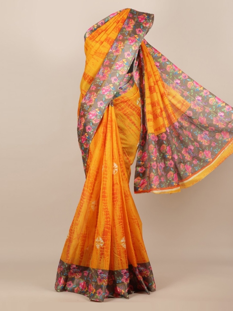 

Pothys Yellow Printed Jute Silk Saree