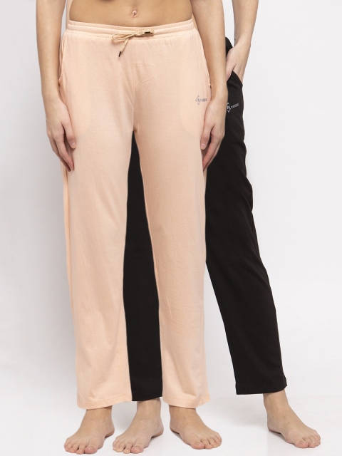 

NEUDIS Women Pack Of 2 Solid Lounge Pants, Peach