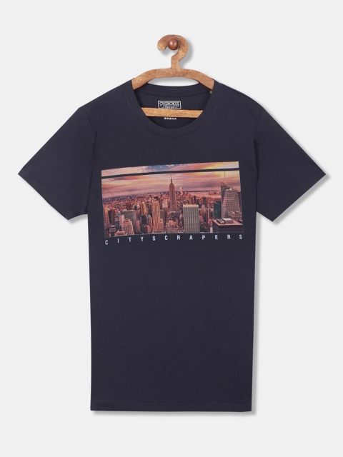 

Cherokee Boys Navy Blue Printed Round Neck T-shirt