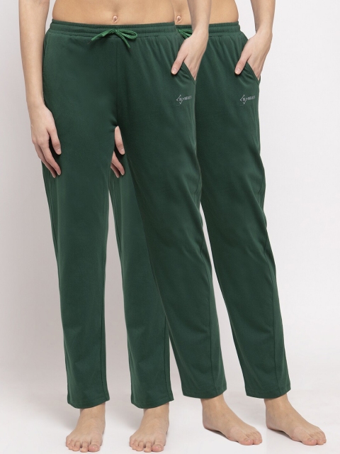 

NEUDIS Pack Of 2 Green Solid Lounge Pants