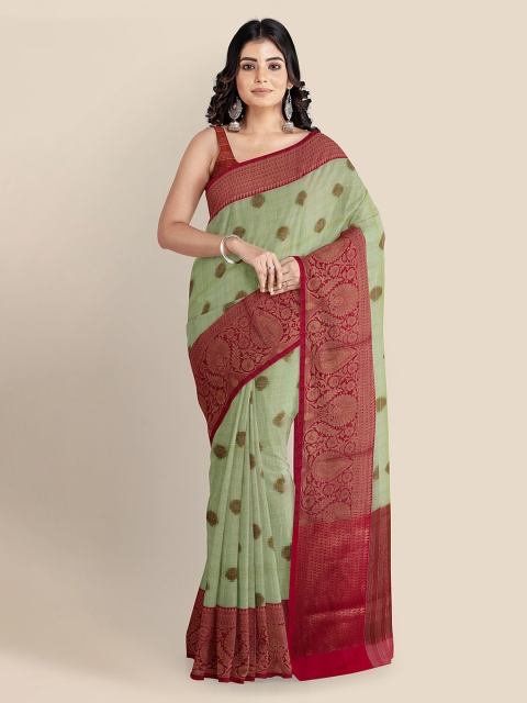 

KLM Fashion Mall Fluorescent Green Woven Design Banarasi Saree