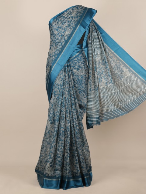 

Pothys Blue Printed Jute Silk Saree