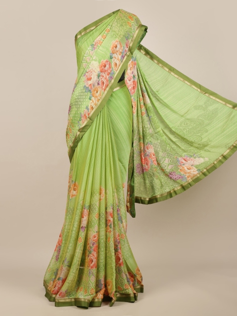 

Pothys Green Printed Poly Chiffon Saree