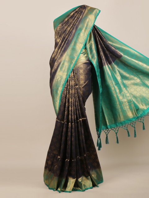 

Pothys Navy Blue Woven Design Jute Silk Saree