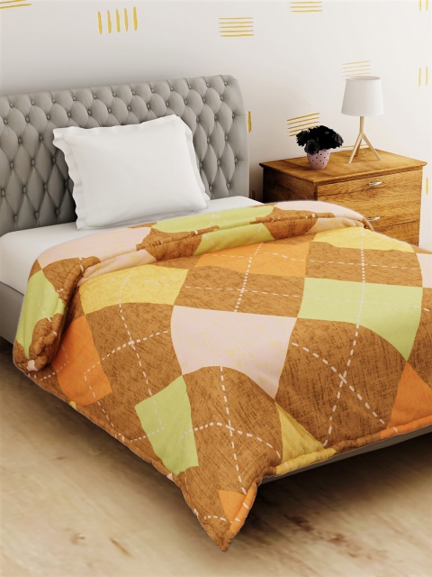 

Salona Bichona Brown & Pink Geometric Mild Winter 120 GSM Single Bed Comforter