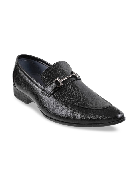 

Mochi Men Black Textured Leather Formal Loafers