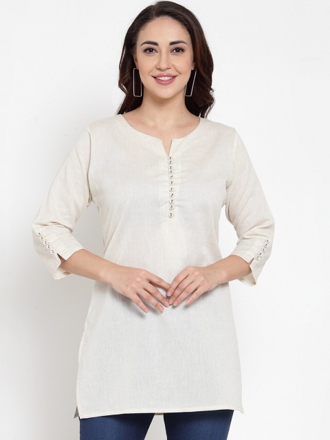 

Baani Off-White Solid Cotton Tunic