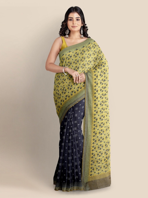 

KLM Fashion Mall Black Printed Linen Blend Saree