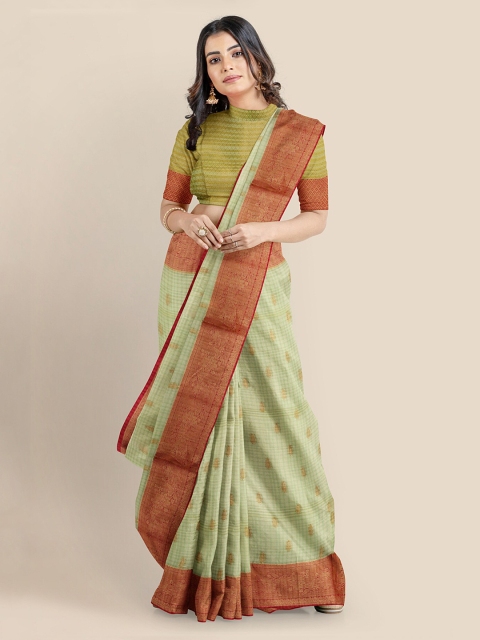 

KLM Fashion Mall Lime Green Tissue Woven Design Banarasi Saree